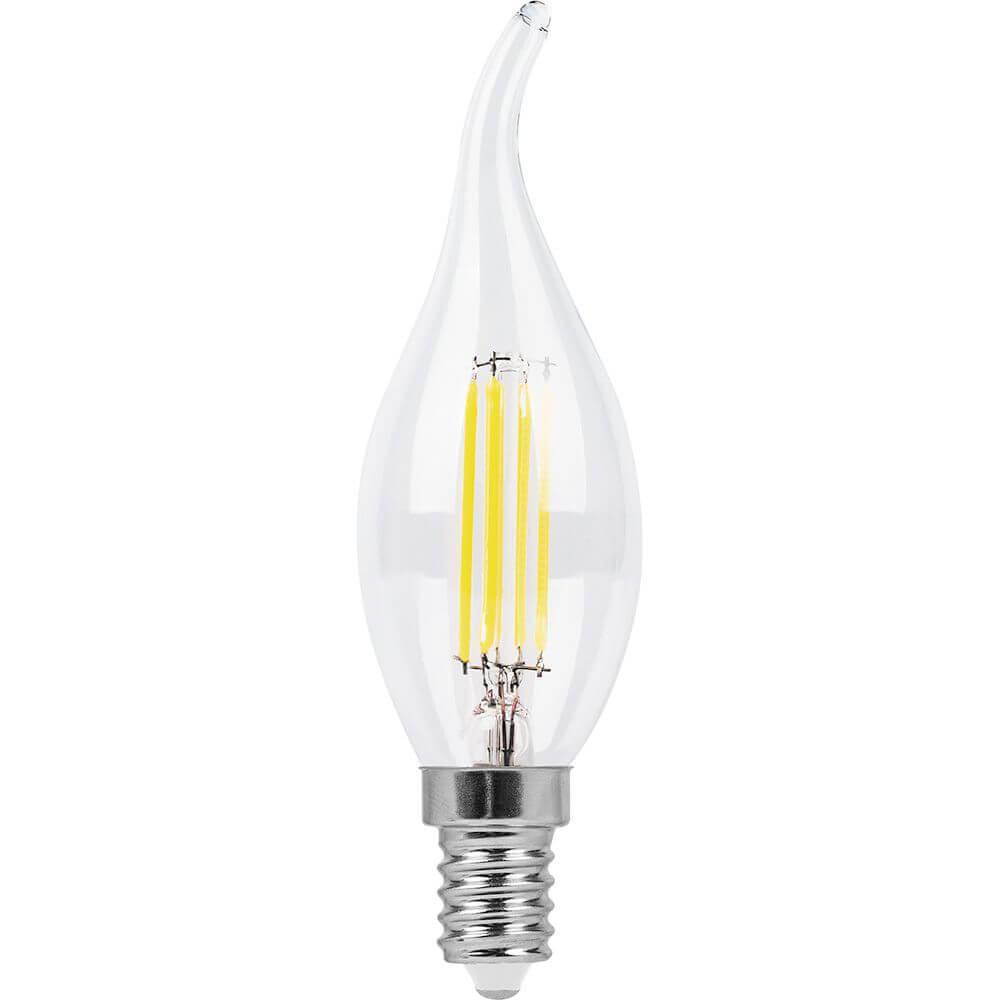 25960 Лампа светодиодная филаментная E14 9W 2700K Свеча на ветру Прозрачная LB-74 Feron