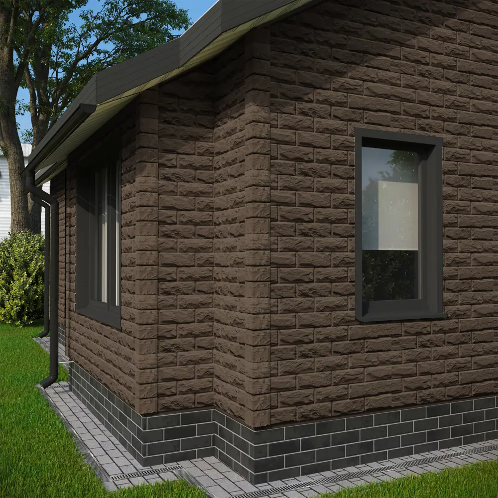 Панель фасадная виниловый Docke Dacha Доломит камень 1.16 м 0.43 м² темно-коричневый DÖCKE Дюфур STLM-2053882 - Вид №3