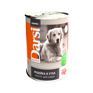 ПР0056614*9 Корм для собак с чувствительным пищеварением, индейка и утка (паштет) банка 410г (упаковка - 9 шт) Darsi