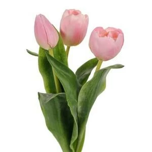 Розовые искусственные тюльпаны для интерьера букет 3 цветка 36 см