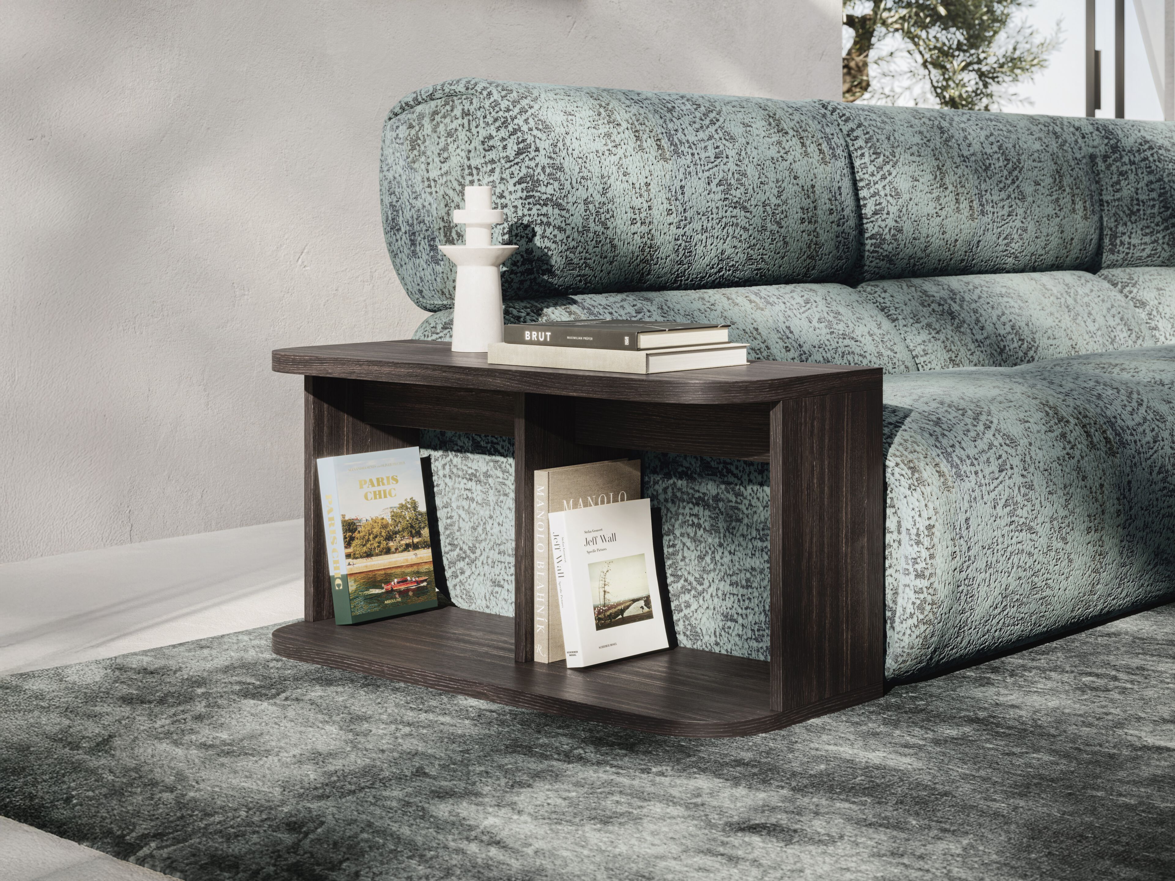 Деревянный прямоугольный журнальный столик с журнальной стойкой Natuzzi Italia момент ARCH-00130561 - Вид №3