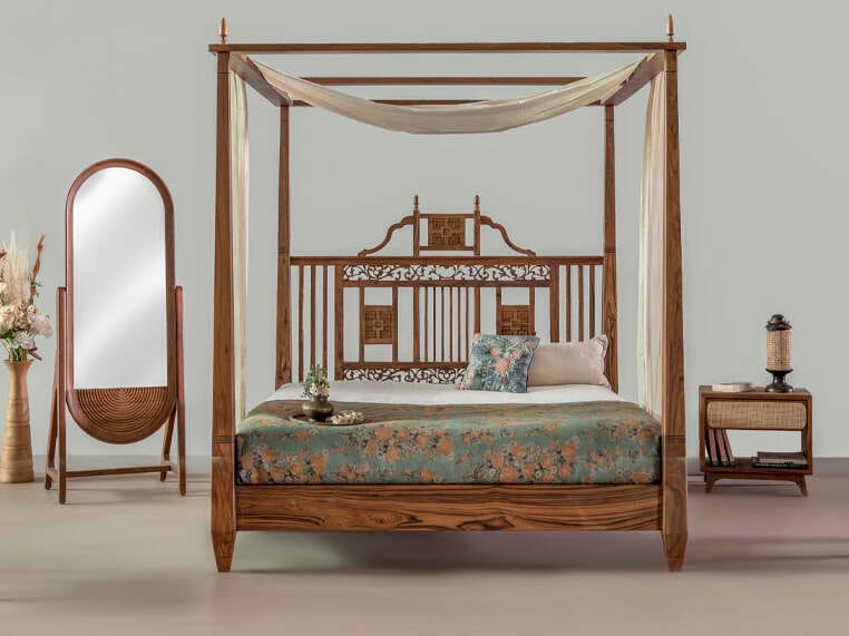 Двуспальная кровать из тикового дерева с балдахином Alankaram KINGI ARCH-00149646 - Вид №3