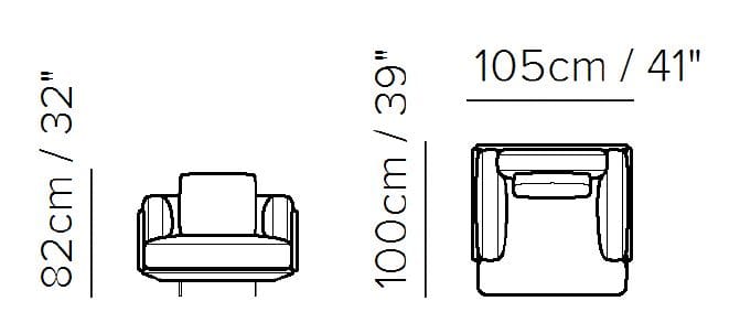 Тканевое кресло с подлокотниками Natuzzi Italia кампус ARCH-00061951
