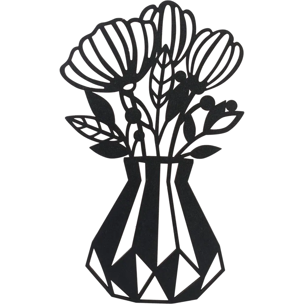 Панно декоративное цветы в вазе 45x55см цвет черный Santreyd STLM-2115028