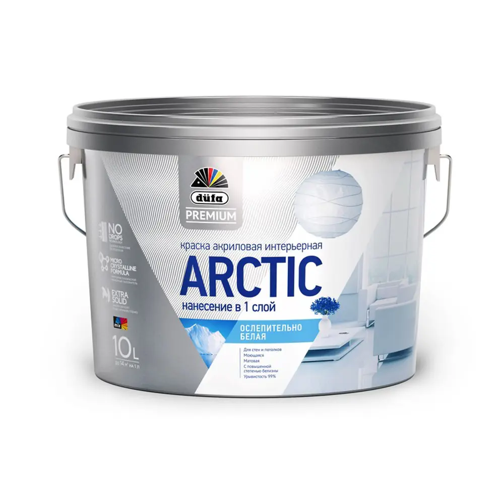 Краска акриловая Arctic цвет белый 10 л база 1 Dufa STLM-2176530