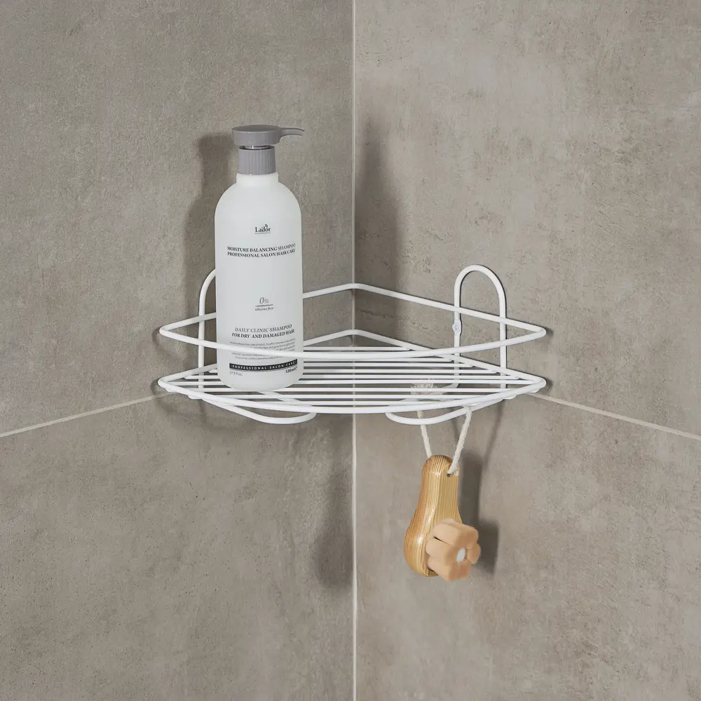 Полка для душа ЧМЗ Лидер 501-004-11 угловая 1 ярус цвет белый STLM-2057982 - Вид №2