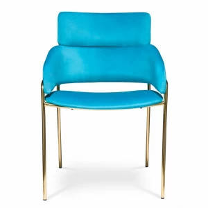 Кресло-стул голубое с металлическим каркасом, золото Glam KELLY LOUNGE ДИЗАЙНЕРСКИЕ 210979 Голубой