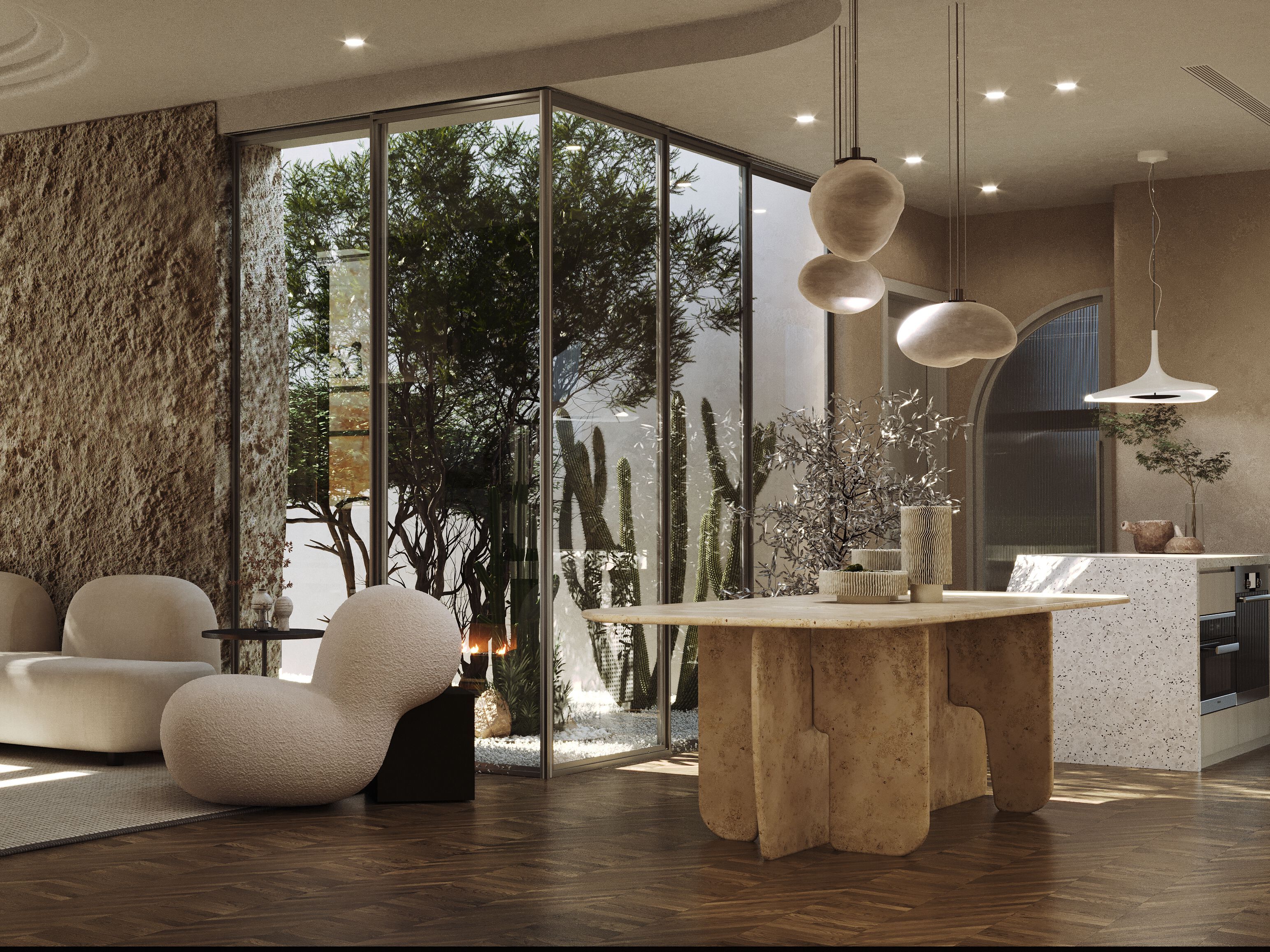 Прямоугольный стол из натурального камня Davani Lamé ARCH-00114381 - Вид №2