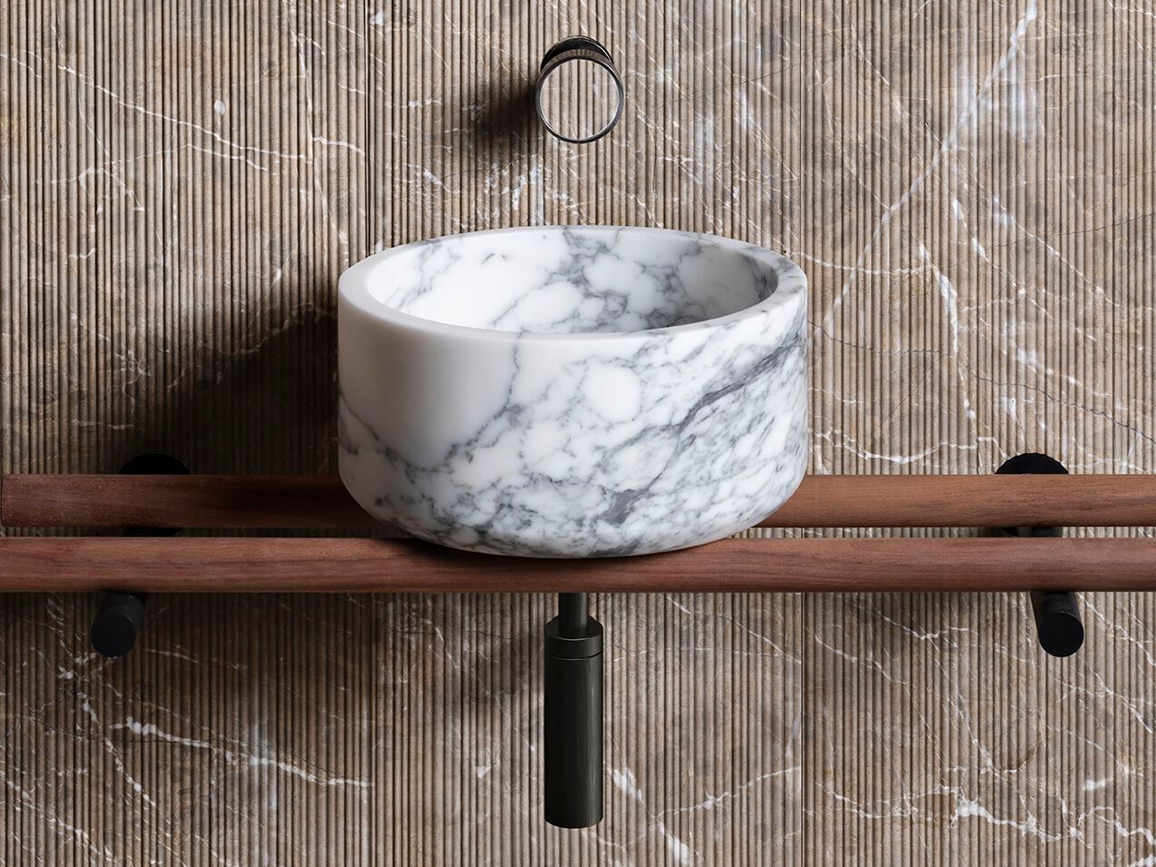 Мраморная столешница круглый умывальник LUCE DI CARRARA Tube ARCH-00050671