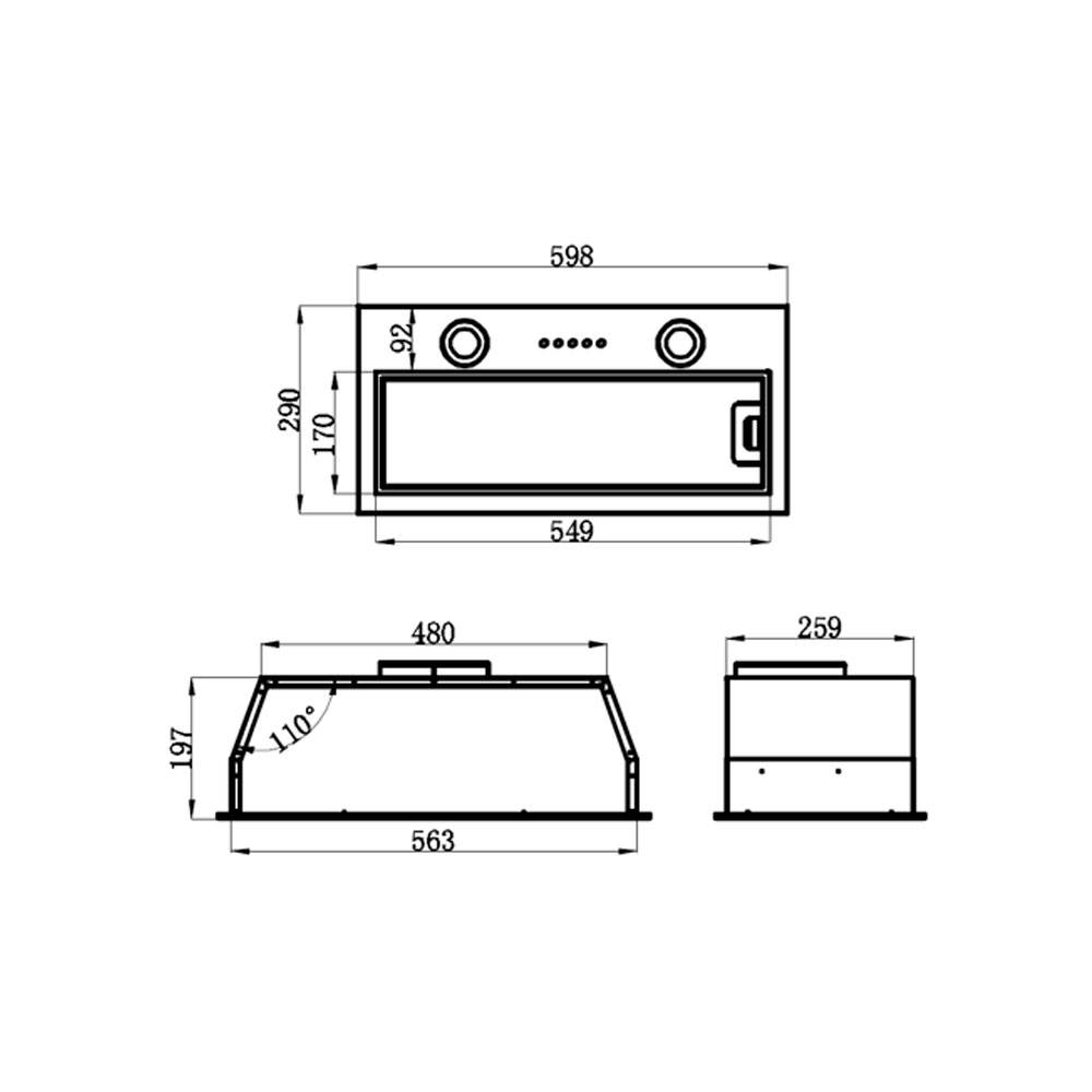 5344023 Вытяжка полновстраиваемая HOMSair FLEET 60 белый STDN-0090308 - Вид №8