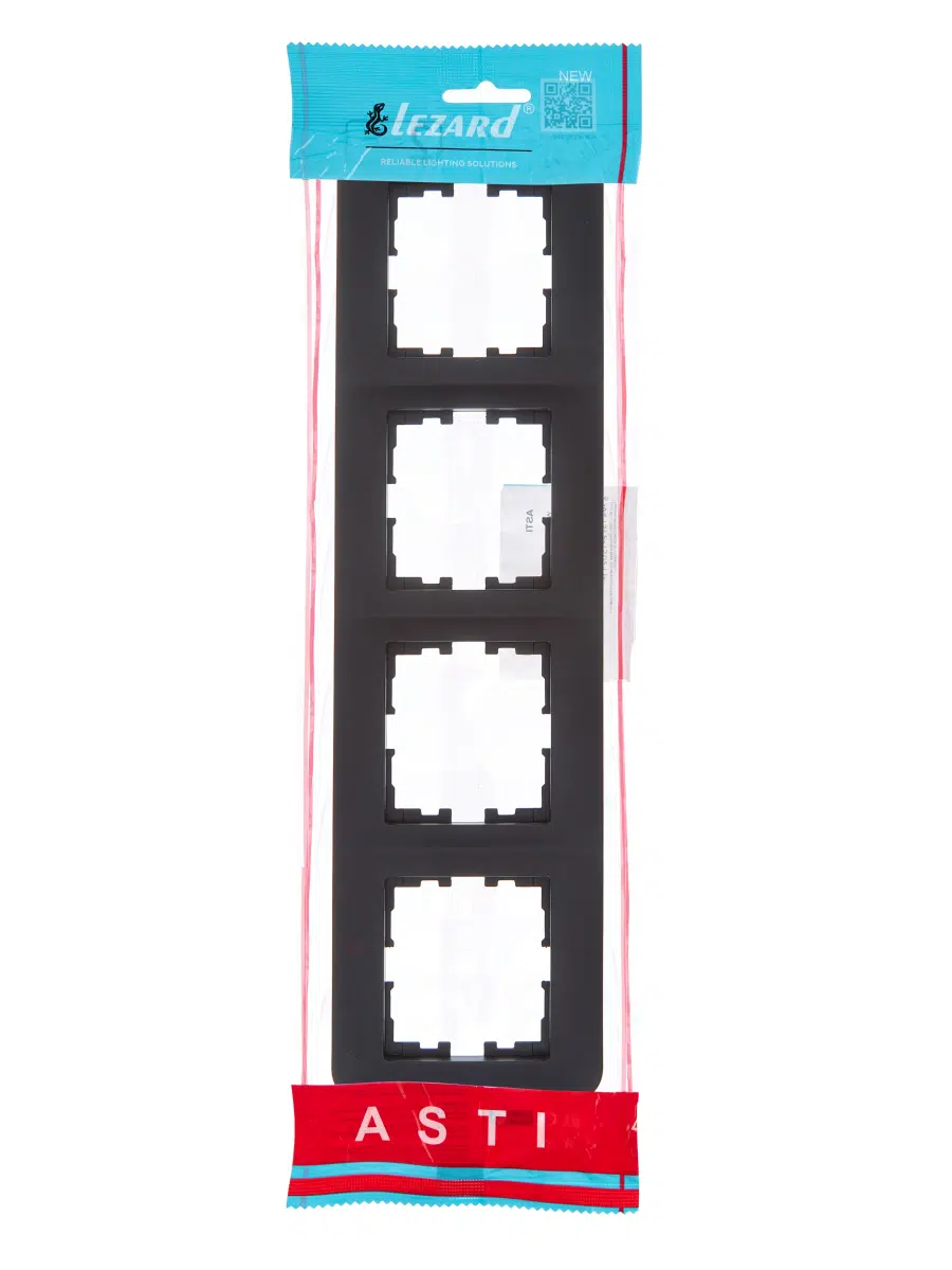 ASTI Рамка 4-ая горизонтальная б/вст чёрный бархат LEZARD 7081-4200-149 - Вид №3