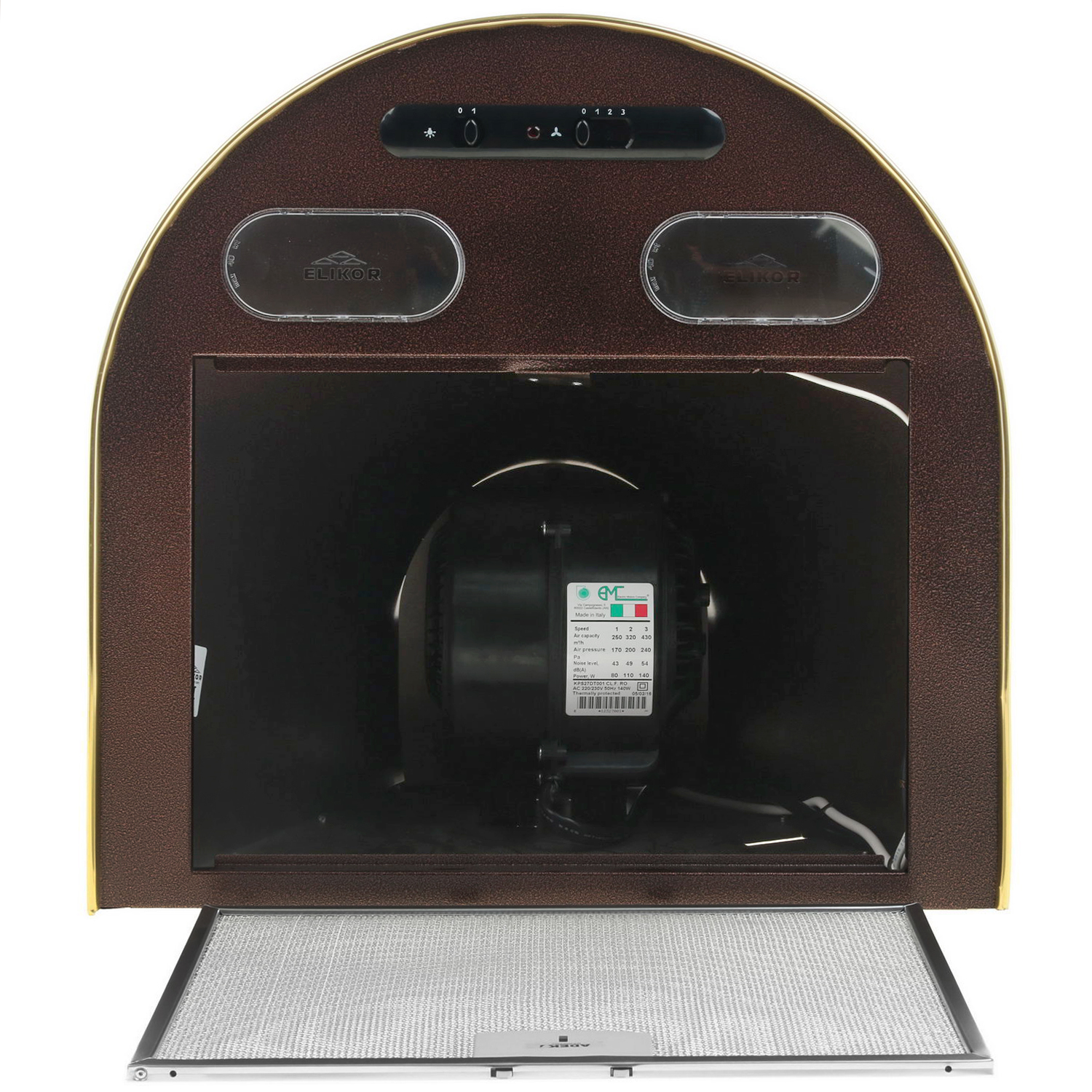 1074658 Вытяжка каминная ELIKOR Эпсилон 50П-430-П3Л коричневый/золотистый STDN-0019771 - Вид №5