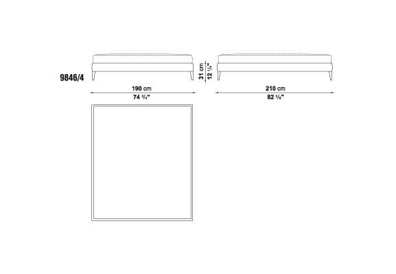 Двуспальная кровать из ткани с высоким изголовьем Maxalto Filemone ARCH-00126408 - Вид №3