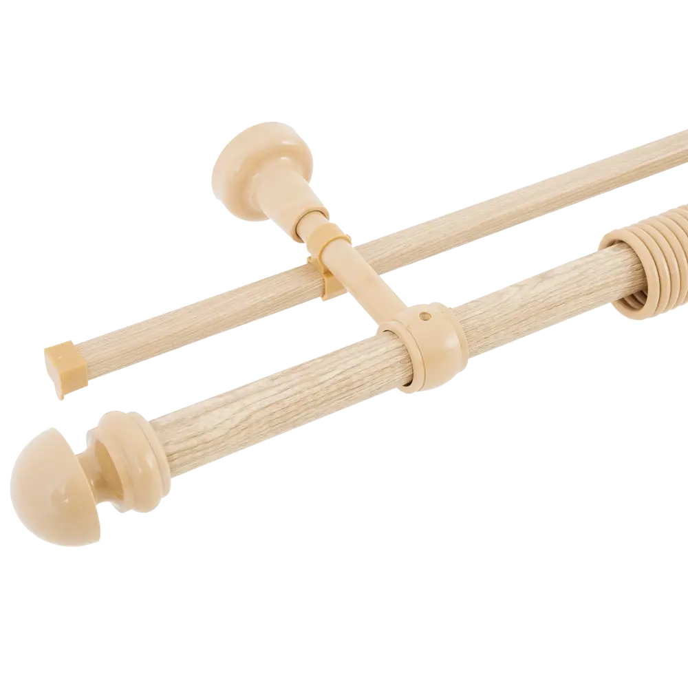 Карниз двухрядный 300 см металл/пластик цвет бежевый РУССКИЕ КАРНИЗЫ STLM-2133557