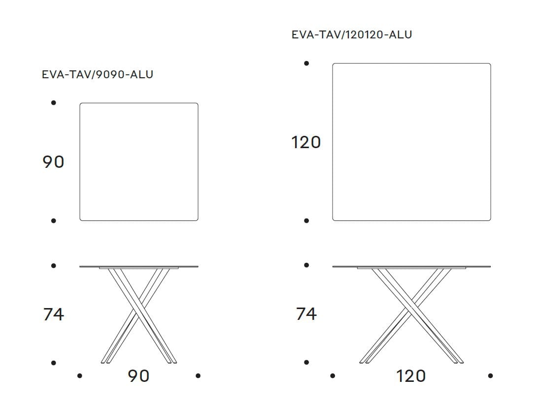 Алюминиевый квадратный садовый стол с порошковым покрытием Nodo Italia Eva ARCH-00124780 - Вид №4
