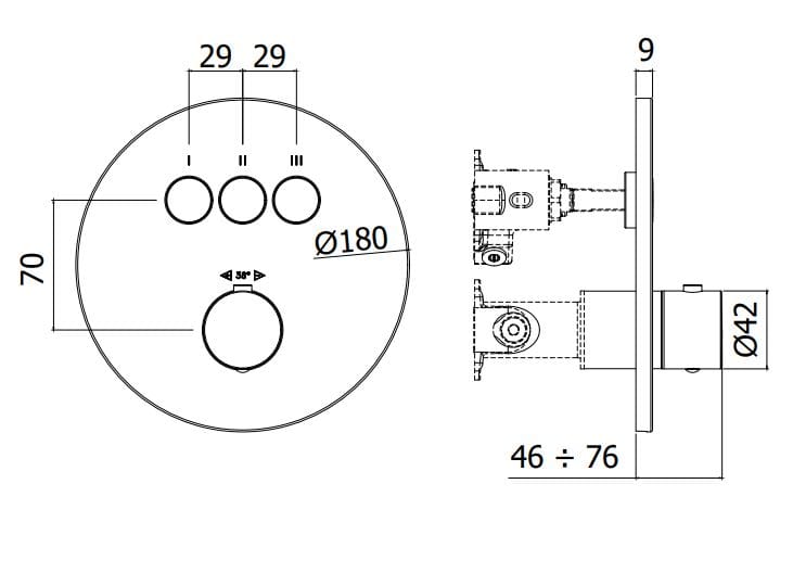 Термостатический смеситель для душа с переключателем RUBINETTERIA PAFFONI Compact Box ARCH-00124342 - Вид №2