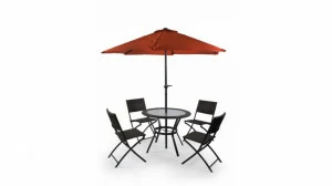 Мебель для дачи коричневая с зонтом на 4 персоны Garden3 IMPEX  040352 Коричневый