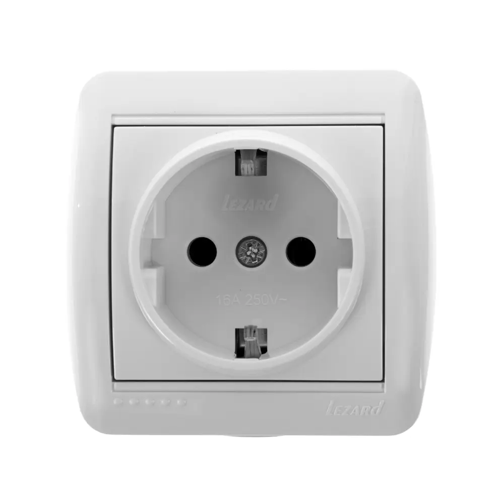 Розетка керамическая Lezard Nata с заземлением цвет белый STLM-2181120