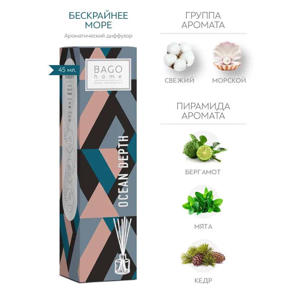 Ароматический диффузор Bago Home Бескрайнее море 45 мл STLM-2163287 - Вид №1