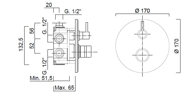 Смеситель для душа с переключателем Rubinetteria Giulini MyRing ARCH-00016305 - Вид №2