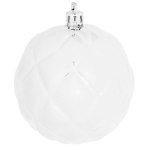 Елочный шар граненый ø8 см пластик серебряный