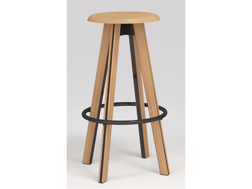 Высокий деревянный табурет с подставкой для ног Vela Arredamenti Жан ARCH-00108307