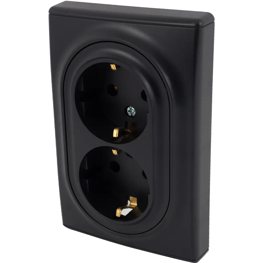 Розетка двойная OnekeyElectro Florence с заземлением, черный 82127007 STLM-0019892 - Вид №1