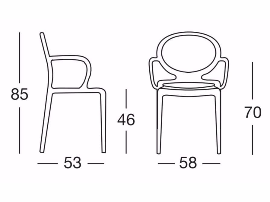 Штабелируемый стул с медальоном из инженерного пластика с подлокотниками S-CAB Чт ARCH-00035376 - Вид №4