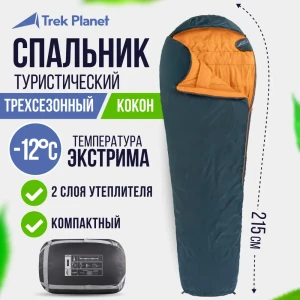 Спальный мешок Trek planet 70331-R с весны по осень молния справа синий