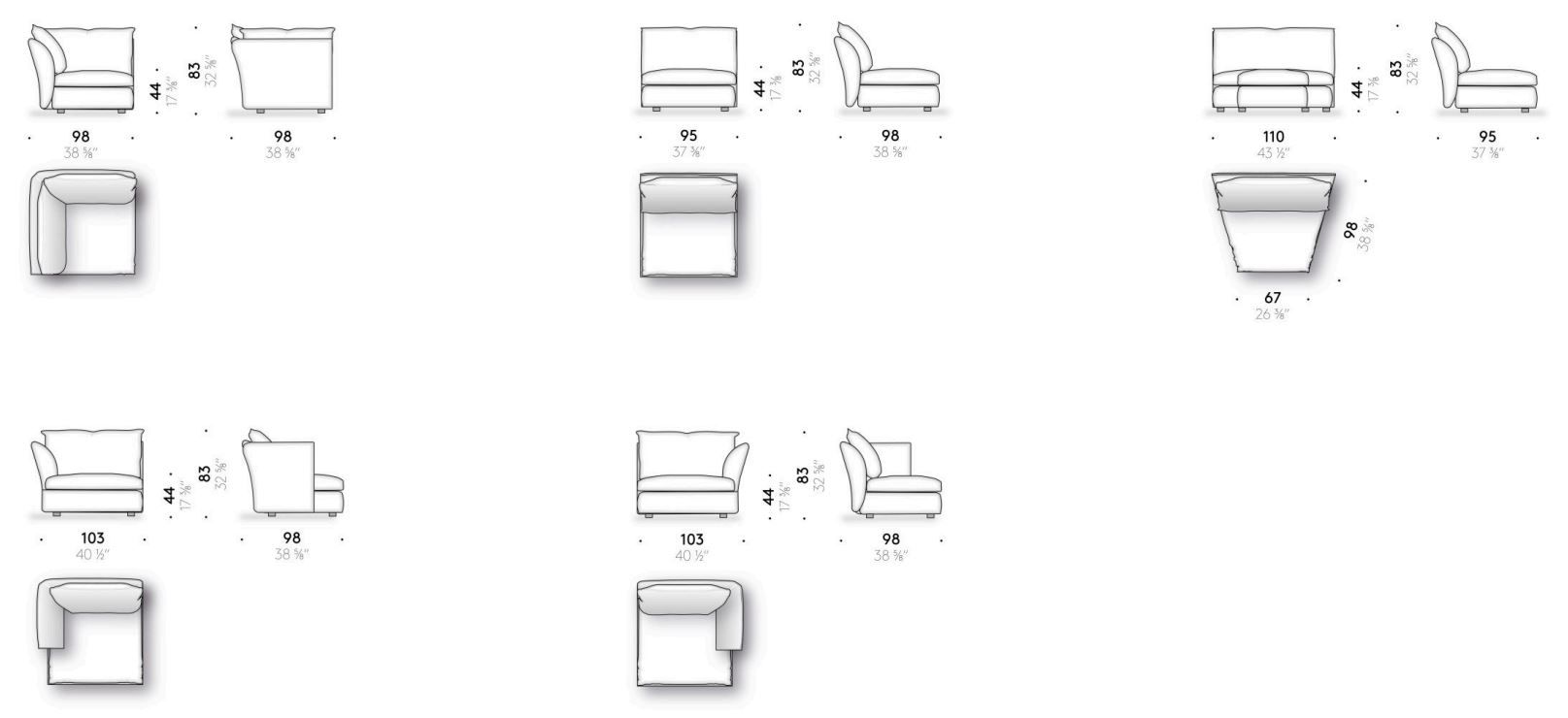 Секционный диван из ткани DE PADOVA PILLOW 20 ARCH-00058923 - Вид №6