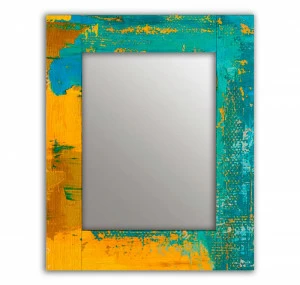 Зеркало настенное прямоугольное 50х65 см желто-зеленое "Гранж Блю" ДОМ КОРЛЕОНЕ ДИЗАЙНЕРСКИЕ 00-3964797 Желтый;зеленый