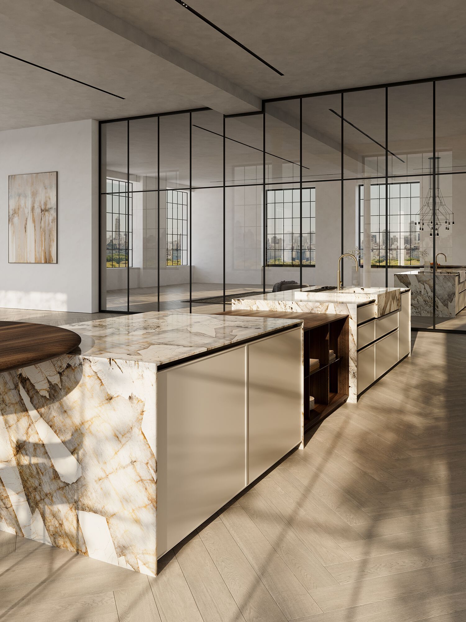 Лакированная кухня с островом и каменной столешницей Патагонии Floritelli Cucine FRAME ARCH-00034636 - Вид №7