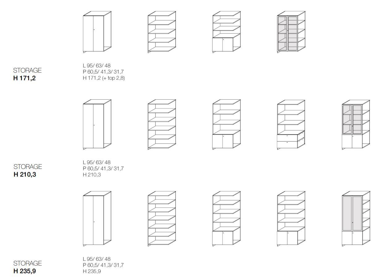 Модульный высокий офисный книжный шкаф Citterio программа 3 ARCH-00070224 - Вид №3