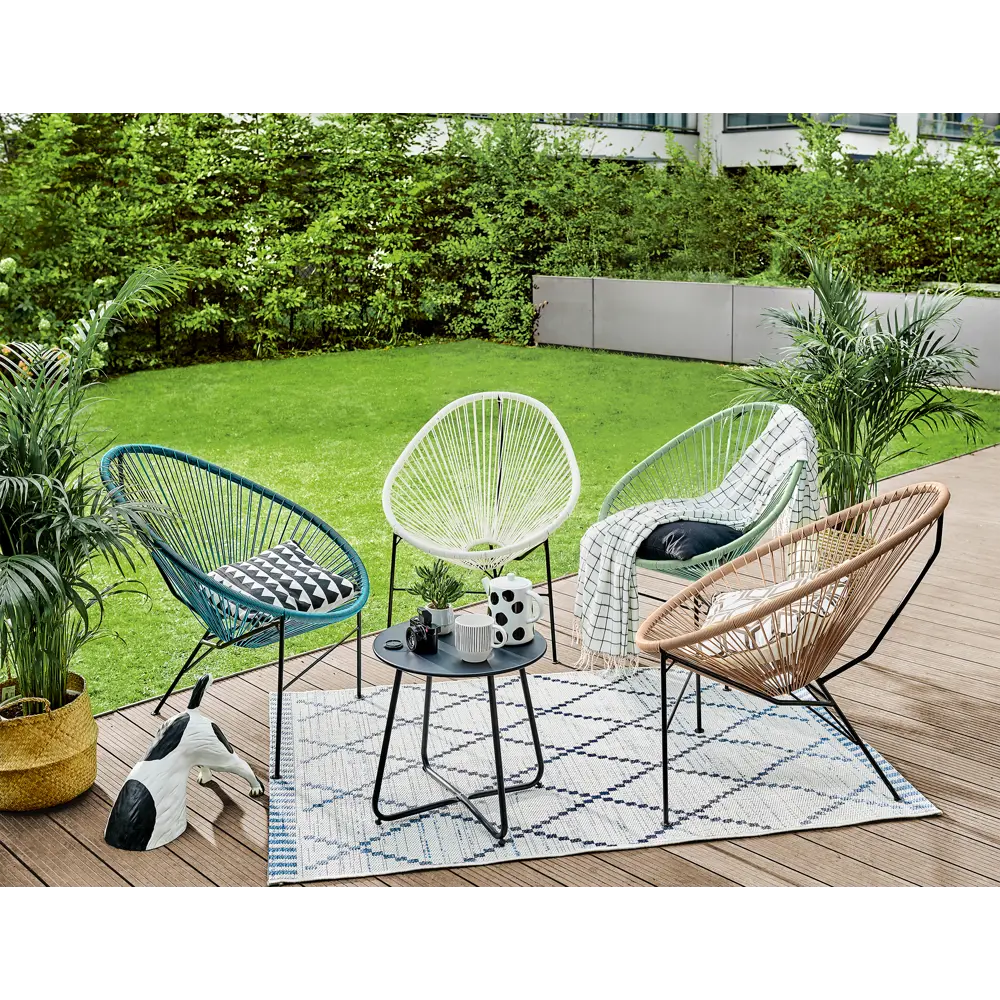 Стул садовый Акапулько 69x78.5x71.5 см сталь/искусственный ротанг голубой Santreyd STLM-2013238 - Вид №7