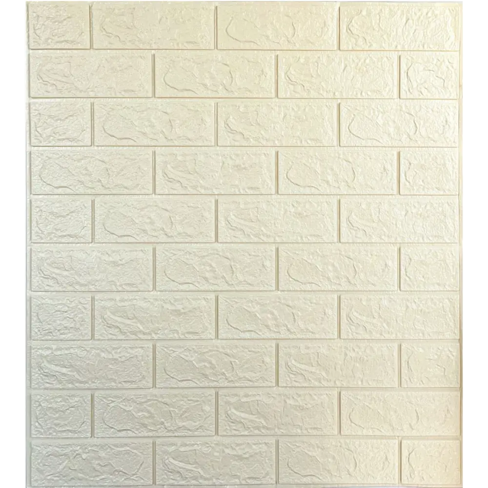 85251007 Листовая панель ПВХ самоклеящаяся мягкая 3D кирпич слоновая кость 770x700x4 мм 0.539 м² STLM-0060431 DEKOR PANEL 