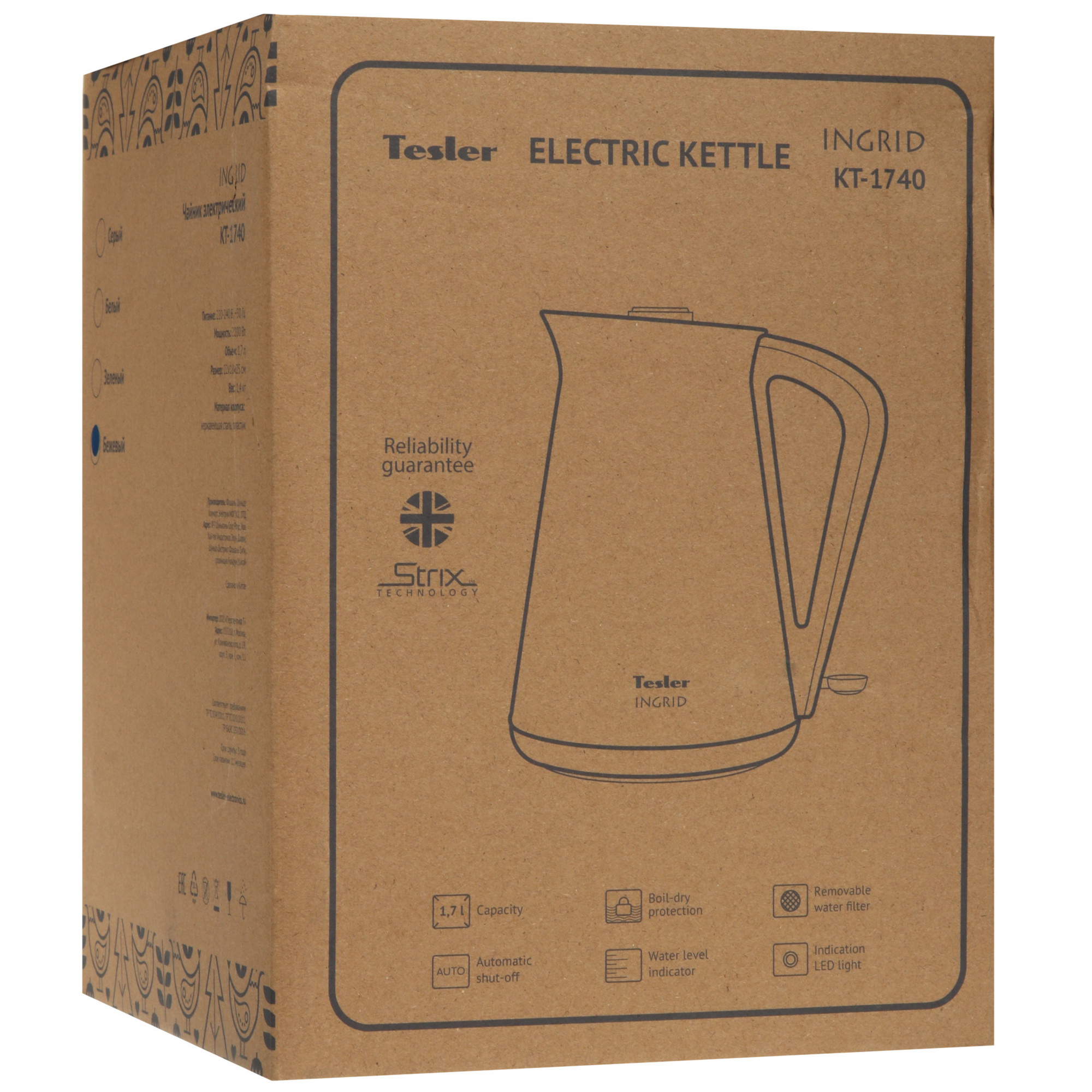 9057414 Электрочайник Tesler KT-1740 бежевый STDN-0110736 - Вид №8