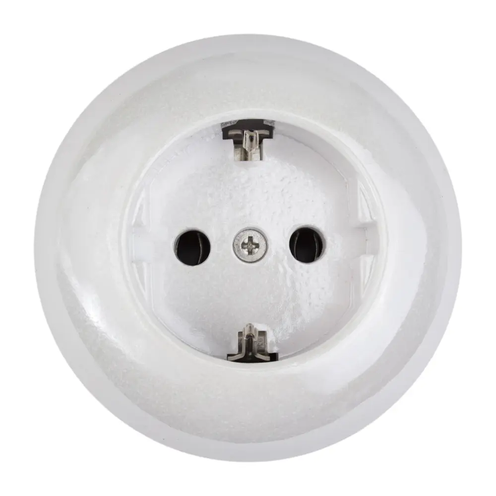 Розетка накладная Electraline Bironi Ретро с заземлением керамика цвет белый STLM-2091418