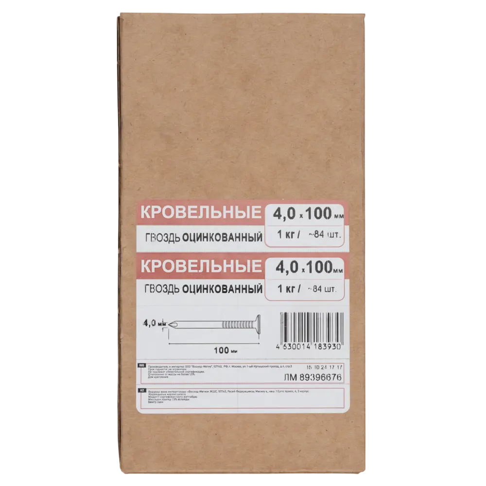Гвозди кровельные 4x100 мм 1 кг Santreyd STLM-2005427 - Вид №4