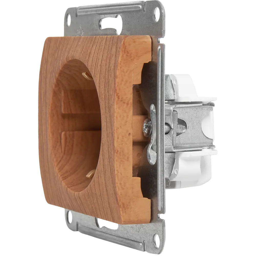 Розетка встраиваемая Systeme Electric Glossa с заземлением со шторками цвет дуб STLM-2004907 - Вид №4