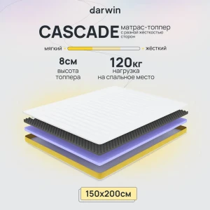 91018284 Топпер Darwin Cascade 150x200 см беспружинный, двуспальный, ортопедический 91018284 Топпер Darwin Cascade 150x200 см беспружинный, двуспальный, ортопедический