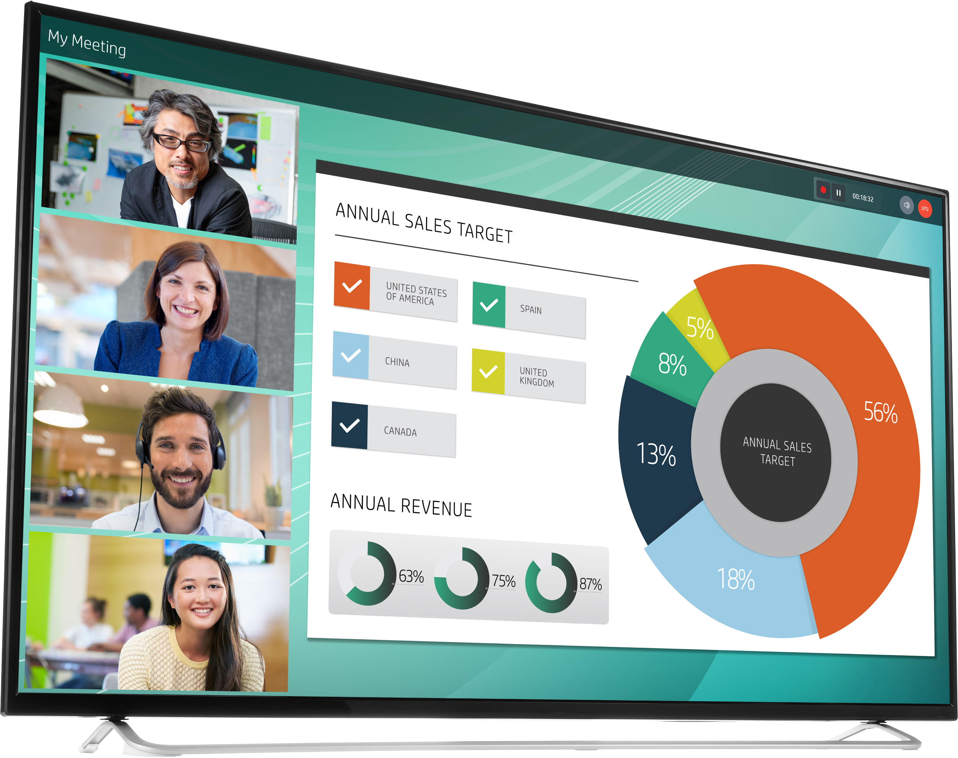 2YD85AA#ABB ld5512 uhd 4k 55 monitor 3840x2160 16:9 ips 350 cd/m2 1000:1 8ms 178°/178° hdmi displayport energy star epeat black&silver HP Santreyd  - Вид №8