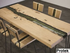 PROTEK® Прямоугольный стол из дуба и смолы Legno e resina