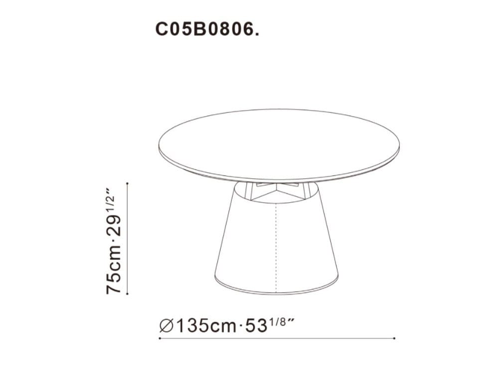 Круглый стол с мраморной столешницей и основанием из искусственной кожи CAMERICH UNITY ARCH-00084522 - Вид №2