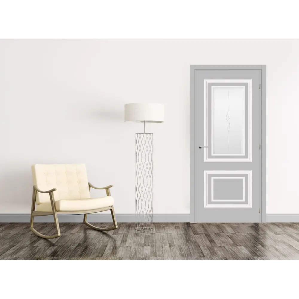 Дверь межкомнатная остекленная Треви дек.сер.жемчуг 2000x800 мм с фурнитурой МАРИО РИОЛИ STLM-2080580 - Вид №4