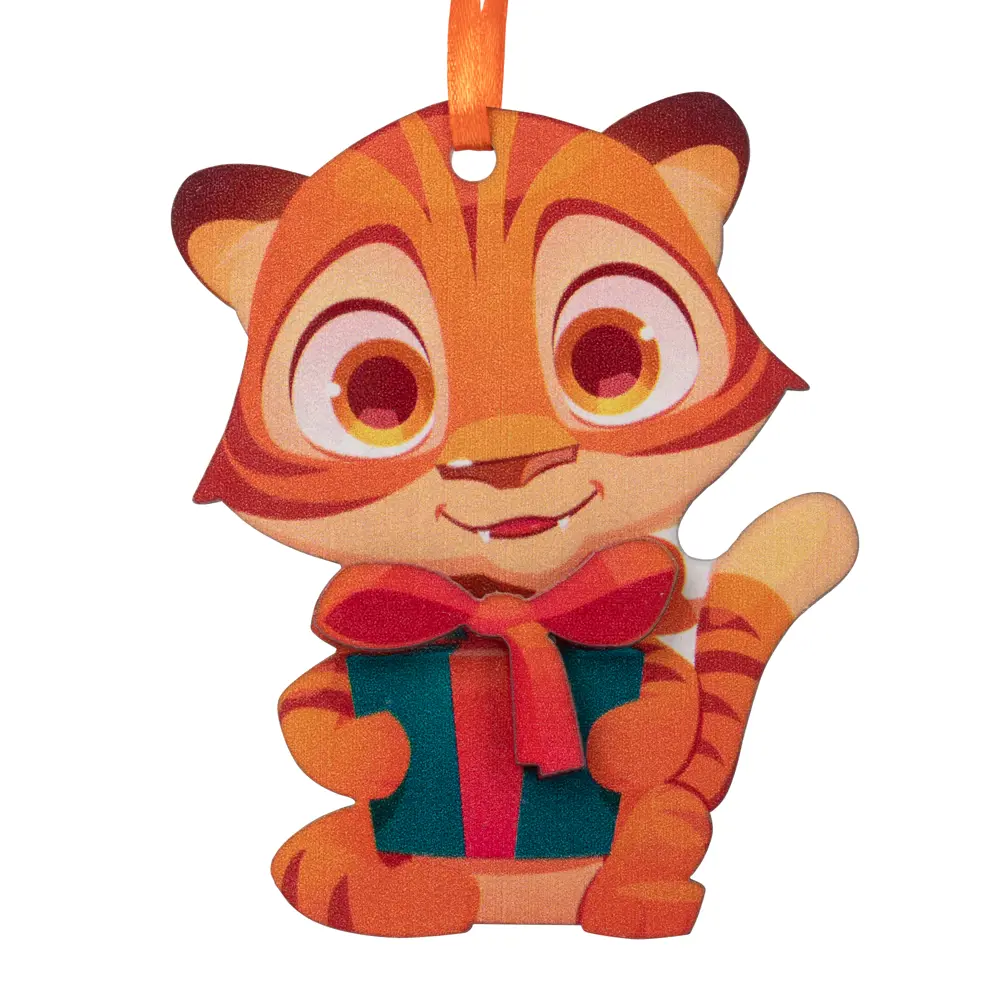 Елочная игрушка Christmas "3D Тигр с подарком" h7.6 см 82720216 STLM-2006455 Santreyd  - Вид №1