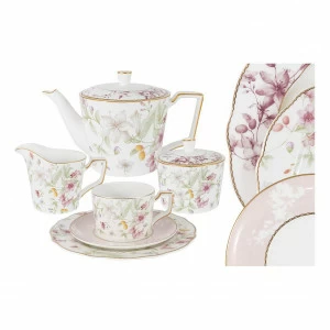 Сервиз чайный фарфоровый белый с фиолетовым на 6 персон, 21 предмет "Цветы" ANNA LAFARG EMILY ЦВЕТЫ 00-3946955 Белый;фиолетовый