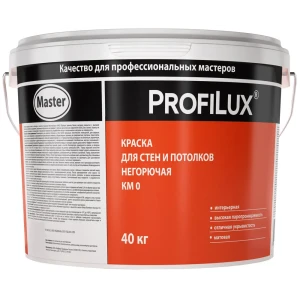 Краска для стен и потолков термостойкая негорючая Profilux цвет белый 40 кг