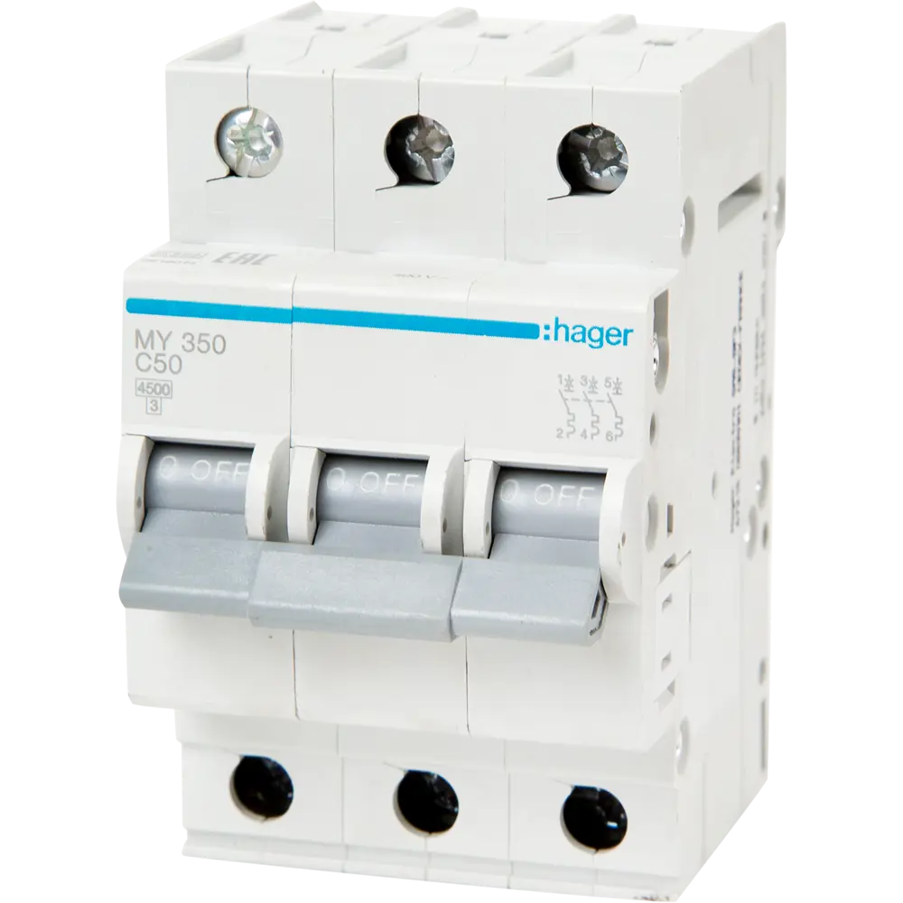 Автоматический выключатель Hager MY350 3P C50 А 4.5 кА STLM-2115175