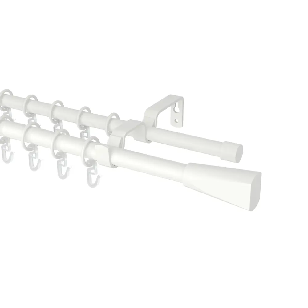 Настенный карниз раздвижной двухрядный KREAFORTA Грац d16/19 160-300 см металл цвет белый STLM-2202284