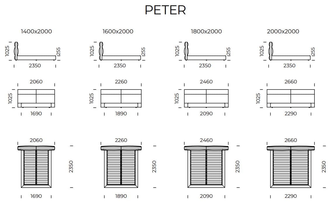 Двуспальная кровать для хранения ткани с мягким изголовьем Nobonobo PETER ARCH-00141200 - Вид №4